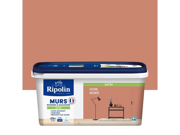 Peinture intérieur mur/boiserie/radiateur satiné RIPOLIN, ocre nubie, 2.5 litres
