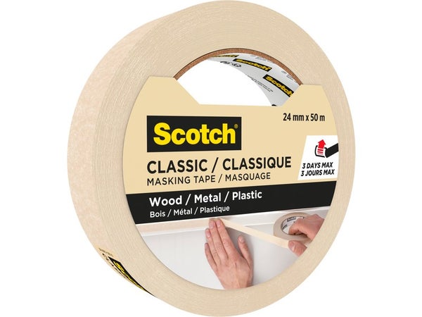 Ruban de masquage SCOTCH l.24 mm x L.50 m lignes droites