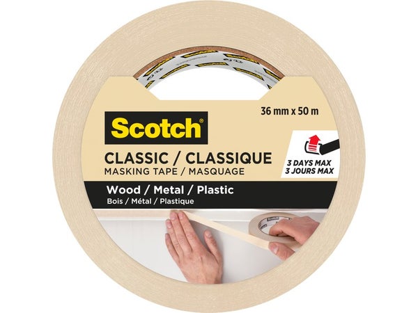 Ruban de masquage SCOTCH l.36 mm x L.50 m lignes droites