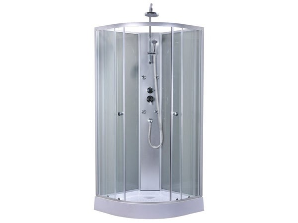 Cabine de douche 1/4 de cercle, L.85 x l.85 cm, verre transparent, Dado