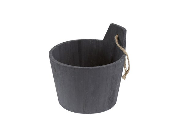Panier H.16.5 x l.16 x P.13 cm bois noir, Oslo granit 3