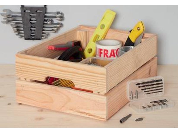 Caisse en pin brut Creabox, 30 x 20 x 15 cm