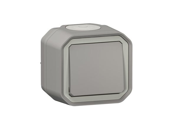 Poussoir étanche prêt à poser, LEGRAND Plexo, gris