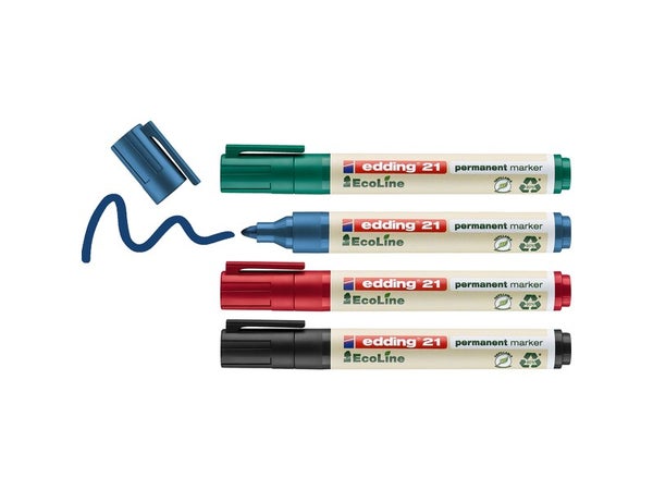 Lot de marqueurs permanents 4 couleurs EDDING ECOLINE 21