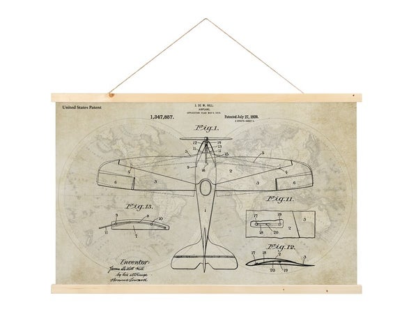 Toile à suspendre Patent map ARTIS l.65 x H.97 cm