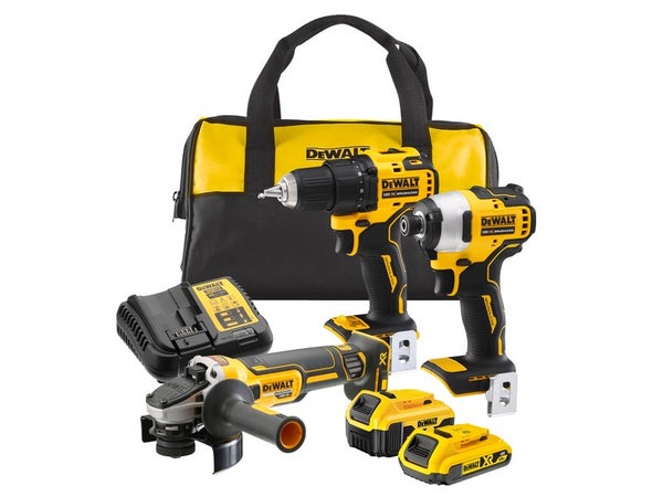 Set de 3 outils sans fil DEWALT Dck371mdr-qw, 18 V 4 ah, 2 batteries BRUSHLESS DUAL RUN