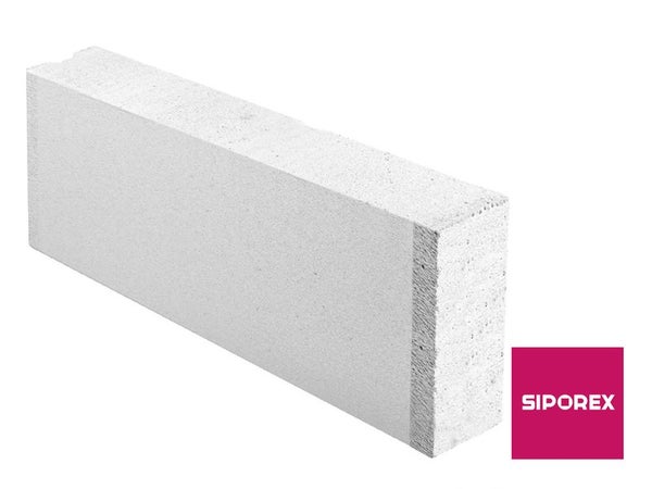 Carreau de beton cellulaire lisse L.62.5 x H.25 x Ep.10 cm SIPOREX