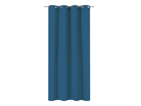 Rideau occultant aspect velours, Annalise bleu l.140 x H.280 cm