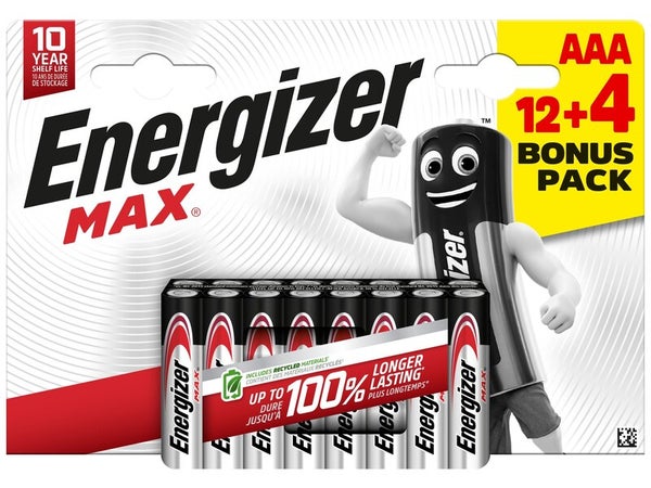 Lot de 12 + 4 piles lr03 aaa, 1.5 V, ENERGIZER