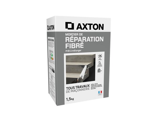Mortier de reparation fibre gris AXTON, 1,5 kg