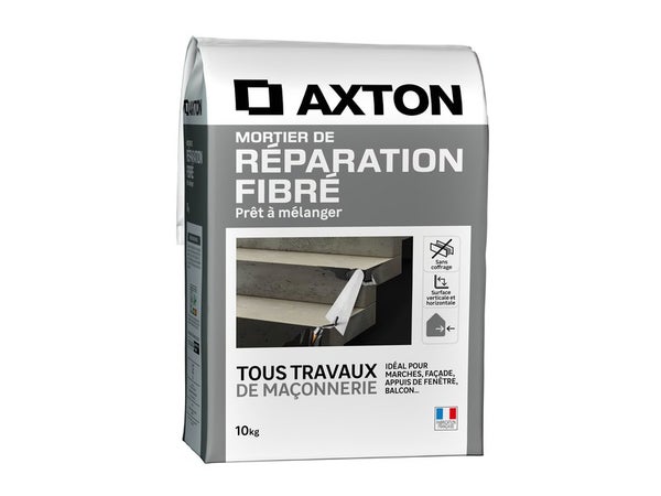 Mortier de reparation fibre AXTON, gris, 10 kg