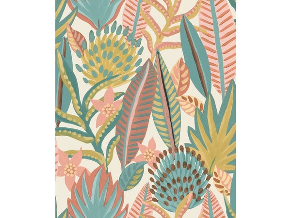 Papier peint intisse floral bistre