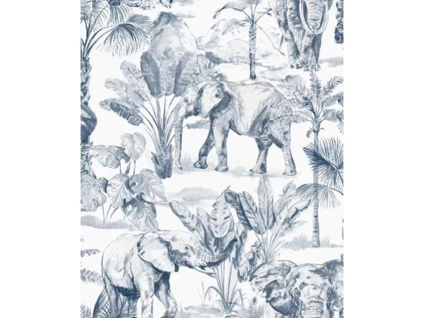 Papier peint vinyle Toile de Jouy elephant