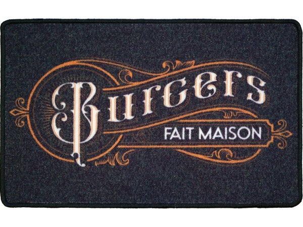 Tapis decoratif noir rectangulaire, l.50 x L.80 cm Dcuis5080burger