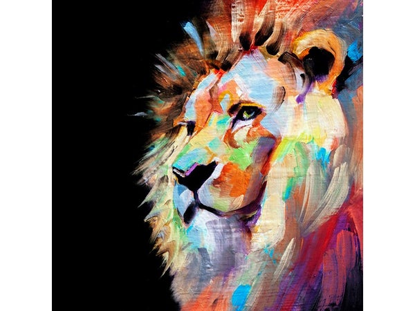 Toile imprimée Lion Colore, CEANOTHE, l.65 x H.65 cm multicouleur
