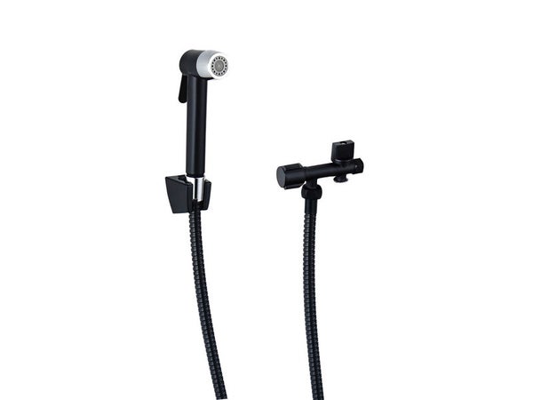 Kit hygiene WC noir 2 jets, male / femelle 12 x 17/15 x 21 mm