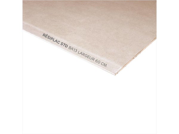 Plaque de plâtre H.1.25 x l.60 X L250 cm, RESIPLAC, ba13, standard