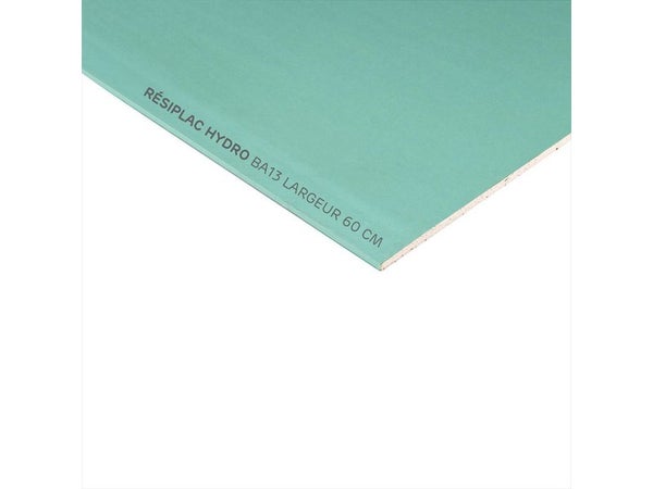 Plaque de plâtre BA 13, hydro RESIPLAC, H.250 x l.60 cm