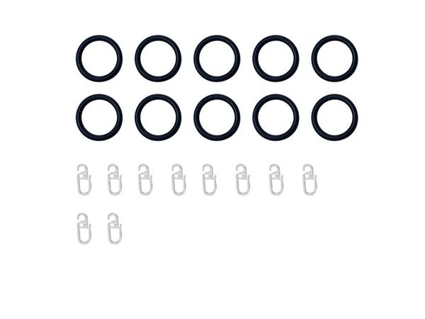 Lot de 10 anneaux anneau 16 mm plastique noir mat