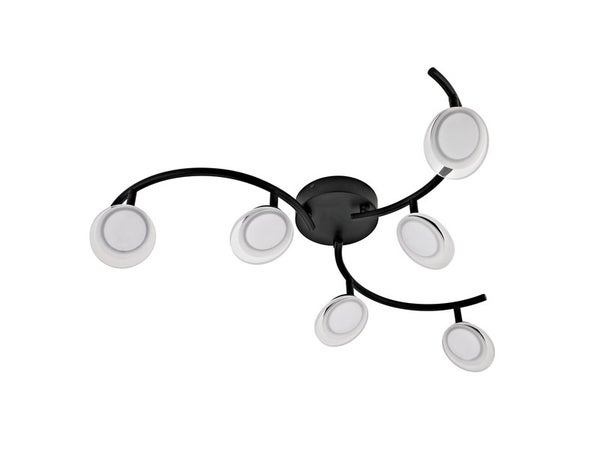 Plafonnier moderne à 6 têtes module led Loob, INSPIRE, diam. 83 cm métal noir