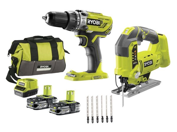 Pack de 2 outils sans fil RYOBI Rck182b-225sa6, 18 V 2.5 Ah, 2 batteries