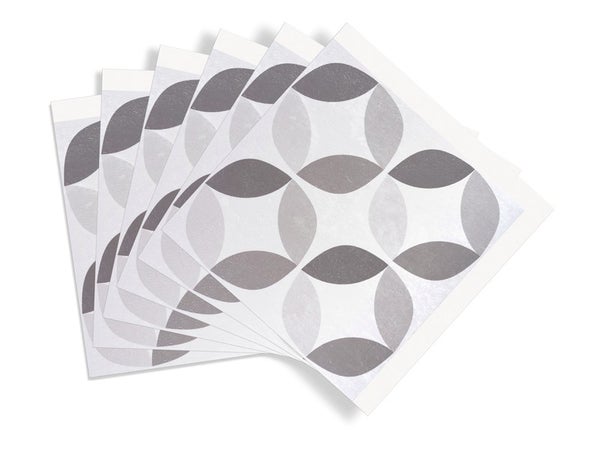 Lot de 6 crédences adhèsives géométrique, gris, 30.5 cm x 30.5 cm