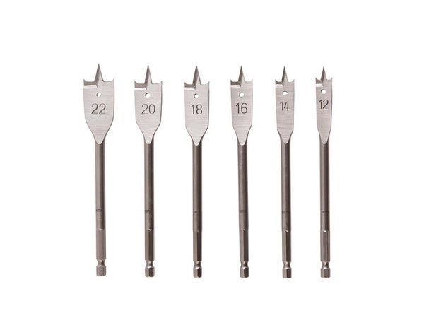 Lot de 6 forets à bois, DEXTER, diam. 12 à 22 mm