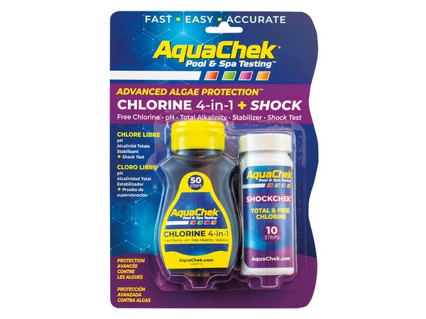 Languettes d'analyse, AQUACHEK Chlorine 4 en 1