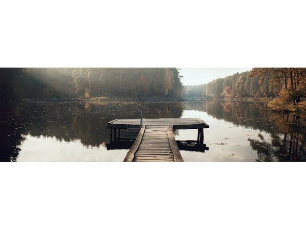 Verre imprimé Glassart ponton bord lac, CEANOTHE, l.95.5 x H.30 cm multicouleur