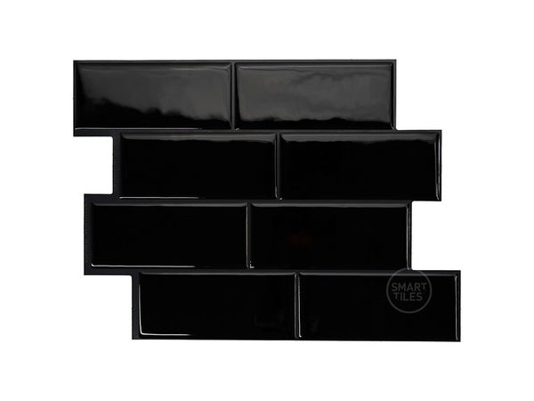 Lot de 4 crédences adhésives Métro, noir, 29.4 cm x 21.3 cm