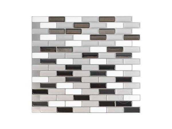 Lot de 4 crédences adhésives Murano, argent, blanc, gris, 23.1 cm x 25.9 cm