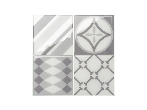 Lot de 4 crédences adhésives Gallo, différents tons de gris, 22.9 cm x 22.9 cm