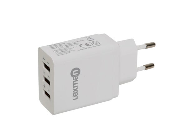 Prise USB 3 ports blanche, LEXMAN