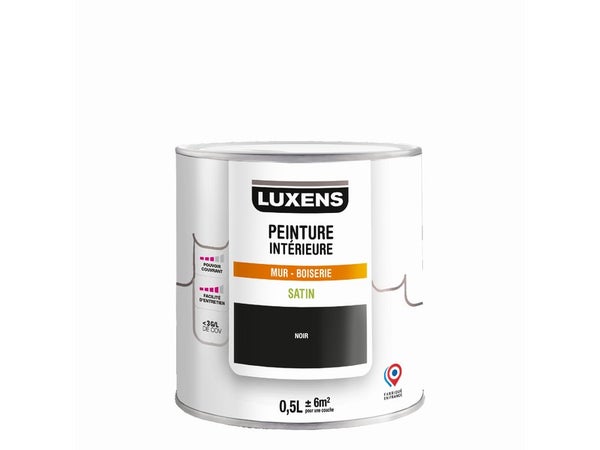 Peinture mur, boiserie noir satin LUXENS Interieure 0.5l