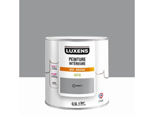 Peinture mur, boiserie granit 3 satin LUXENS Interieure 0.5l