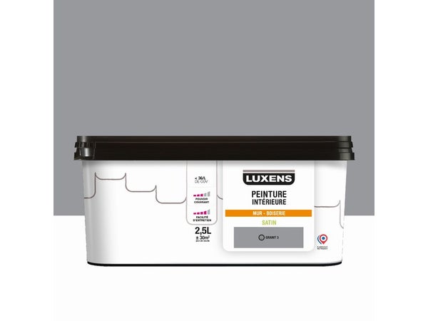 Peinture mur, boiserie granit 3 satin LUXENS Interieure 2.5l