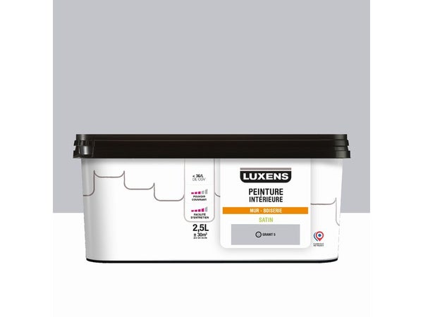 Peinture mur, boiserie granit 5 satin LUXENS Interieure 2.5l