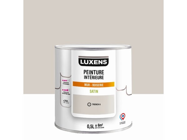 Peinture mur, boiserie trench 6 satin LUXENS Murale 0.5l