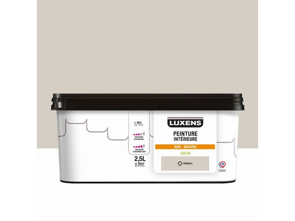 Peinture mur, boiserie trench 6 satin LUXENS Murale 2.5l