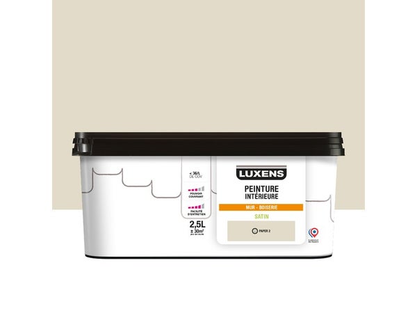Peinture mur, boiserie paper 2 satin LUXENS Murale 2.5l