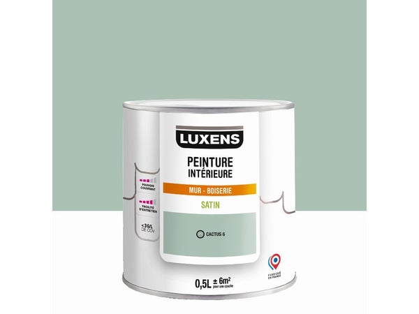 Peinture mur, boiserie cactus 6 satin LUXENS Murale 0.5l