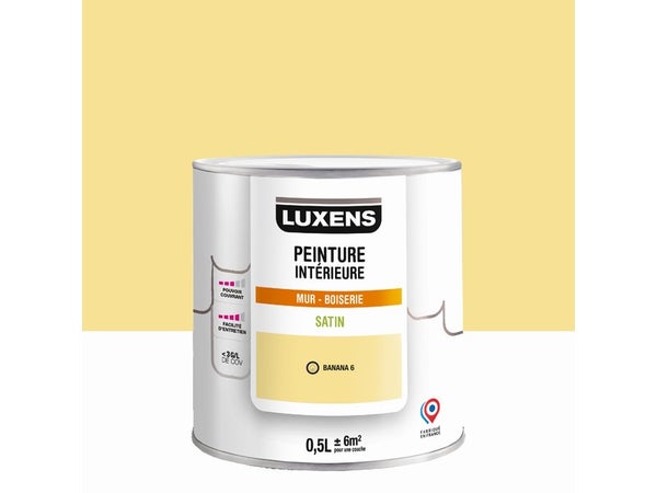 Peinture mur, boiserie banana 6 satin LUXENS Murale 0.5l