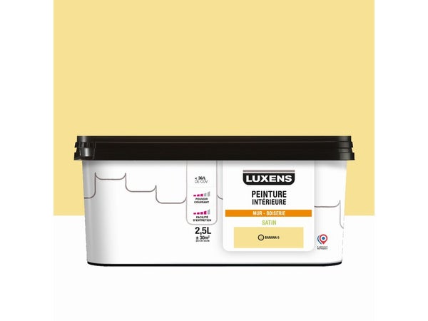 Peinture mur, boiserie banana 6 satin LUXENS Murale 2.5l