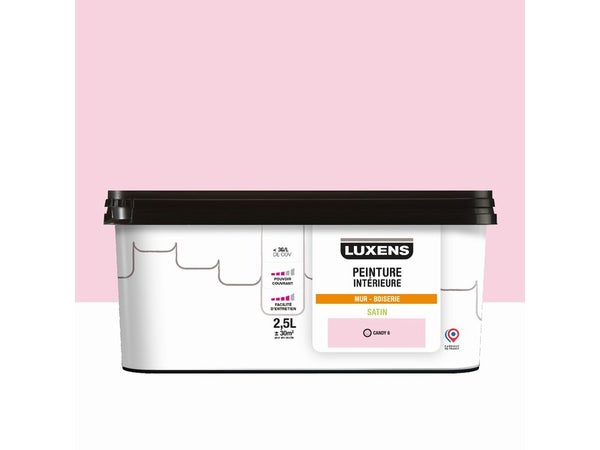 Peinture mur, boiserie candy 6 satin LUXENS Murale 2.5l