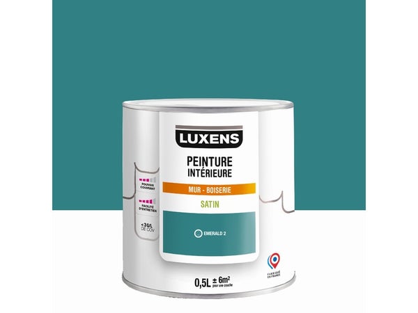 Peinture mur, boiserie emerald 2 satin LUXENS Murale 0.5l