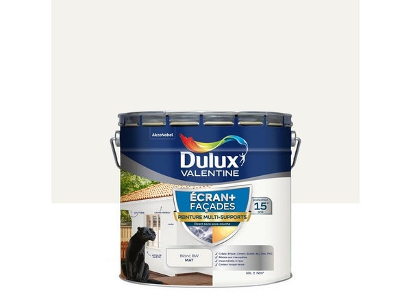 Peinture facade Ecran + multi-supports DULUX VALENTINE, blanc, 10 l