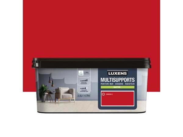 Peinture mur/boiserie/radiateur satin, LUXENS, crimson 2, 2.5 litres