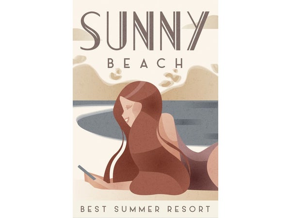 Toile imprimée Sunny Beach, CEANOTHE, l.30 x H.44.5 cm multicouleur