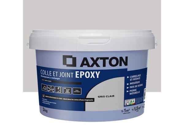 Colle et joint AXTON epoxy pot de 3 kilos gris clair PE96P