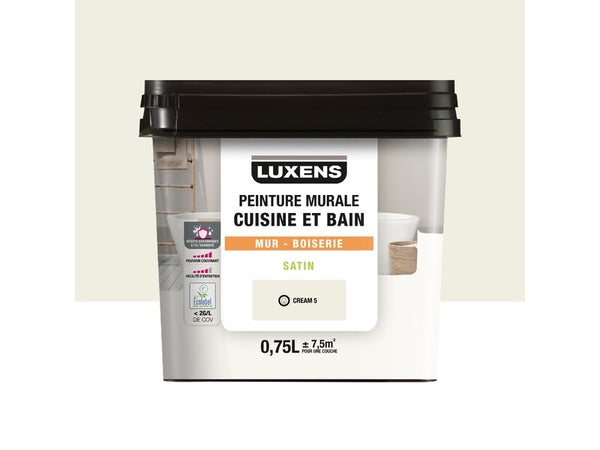 Peinture murale cuisine et bain, LUXENS, 0.75 litre, cream 5